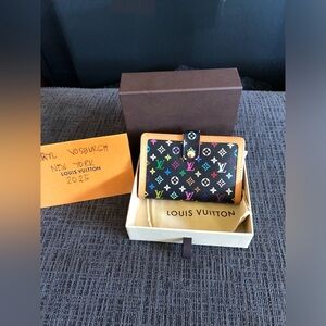 Monogram Multicolor French Purse Wallet Black.